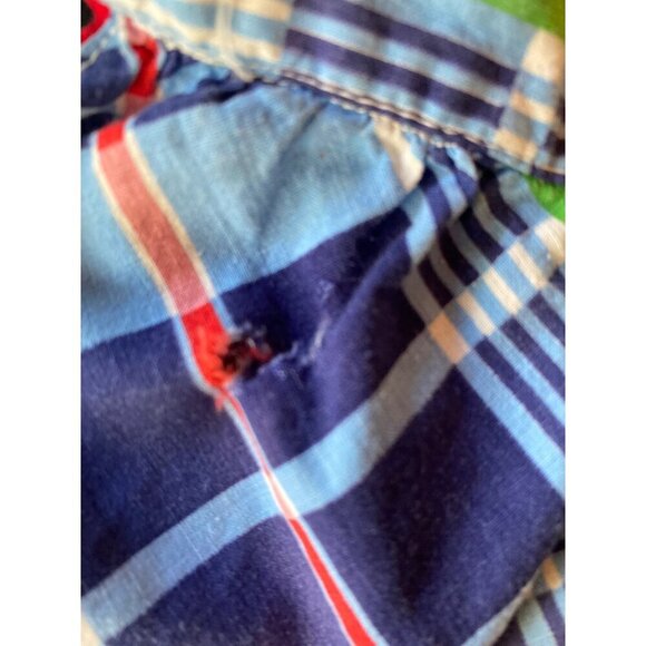Handmade Mini Blue Green Plaid Half Apron Pockets - Picture 3 of 5